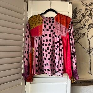 Anthropologie bl^nk LONDON Miranda Peasant Blouse Size Petite XS